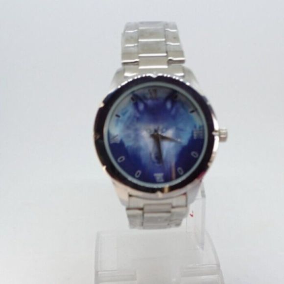 Wolf Image Watch Stainless Steel Band Screw Back - Picture 3 of 7
